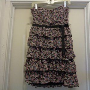 SWEETIE PIE XX1 BOHO FLORALS RUFFLES STRAPLESS DRESS M